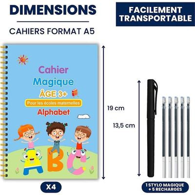 Cahiers magiques d’apprentissage de l’écriture : Écrire, effacer et apprendre sans fin !
